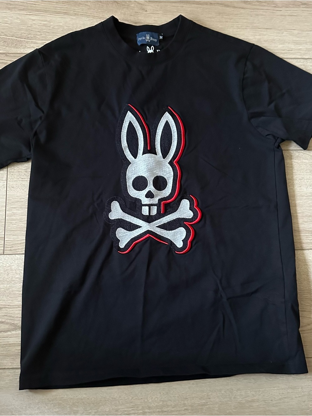 Psycho Bunny Black Embroidered Bunny Skull Shirt Cotton Robert Godley Tee Italy
